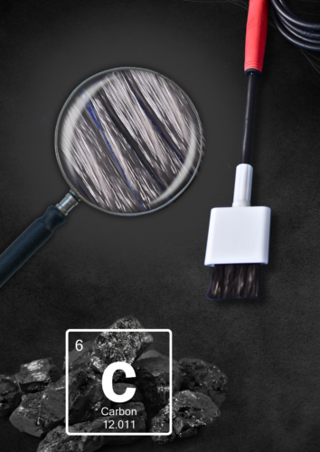 Carbon Fiber Staining Brush With PTFE Sleeve & M10x1.5 Thread - 55mm Usable Length (German)